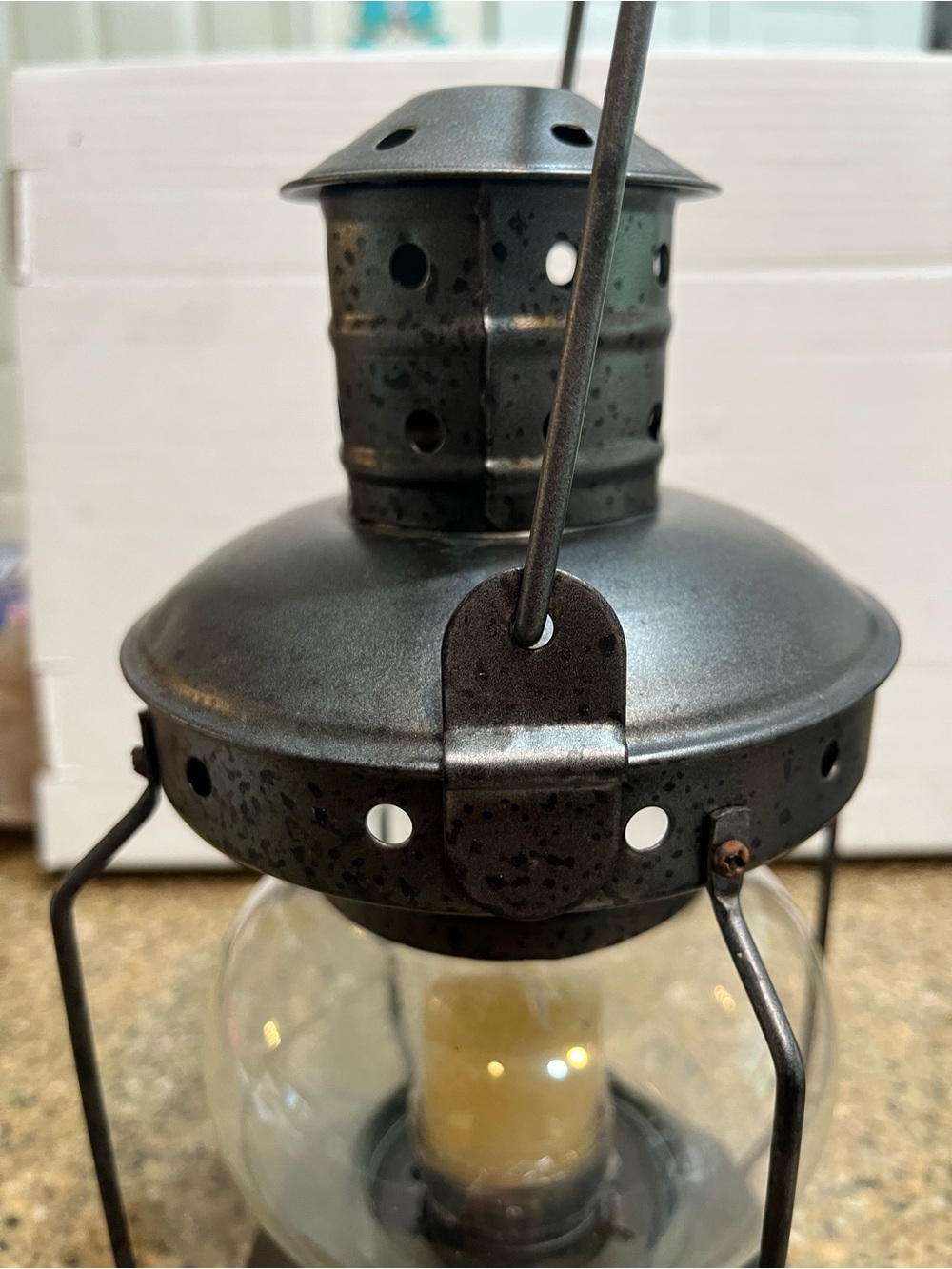 Vintage Lantern With Glass Orb Shade - Picture 8 of 9
